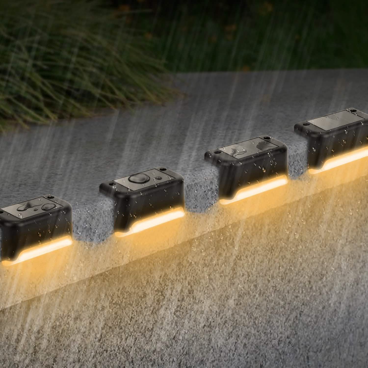 4-Piece: Solar Powered LED Step Lights Outdoor Lighting - Tophatter Daily Deals