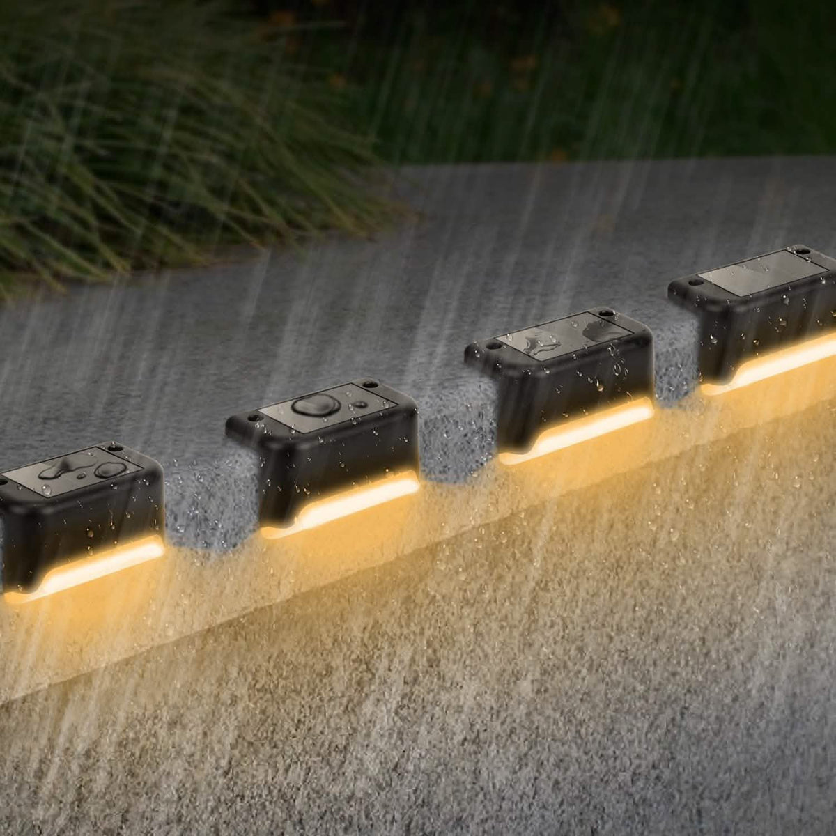 4-Piece: Solar Powered LED Step Lights Solar Outdoor Lights - Tophatter Daily Deals