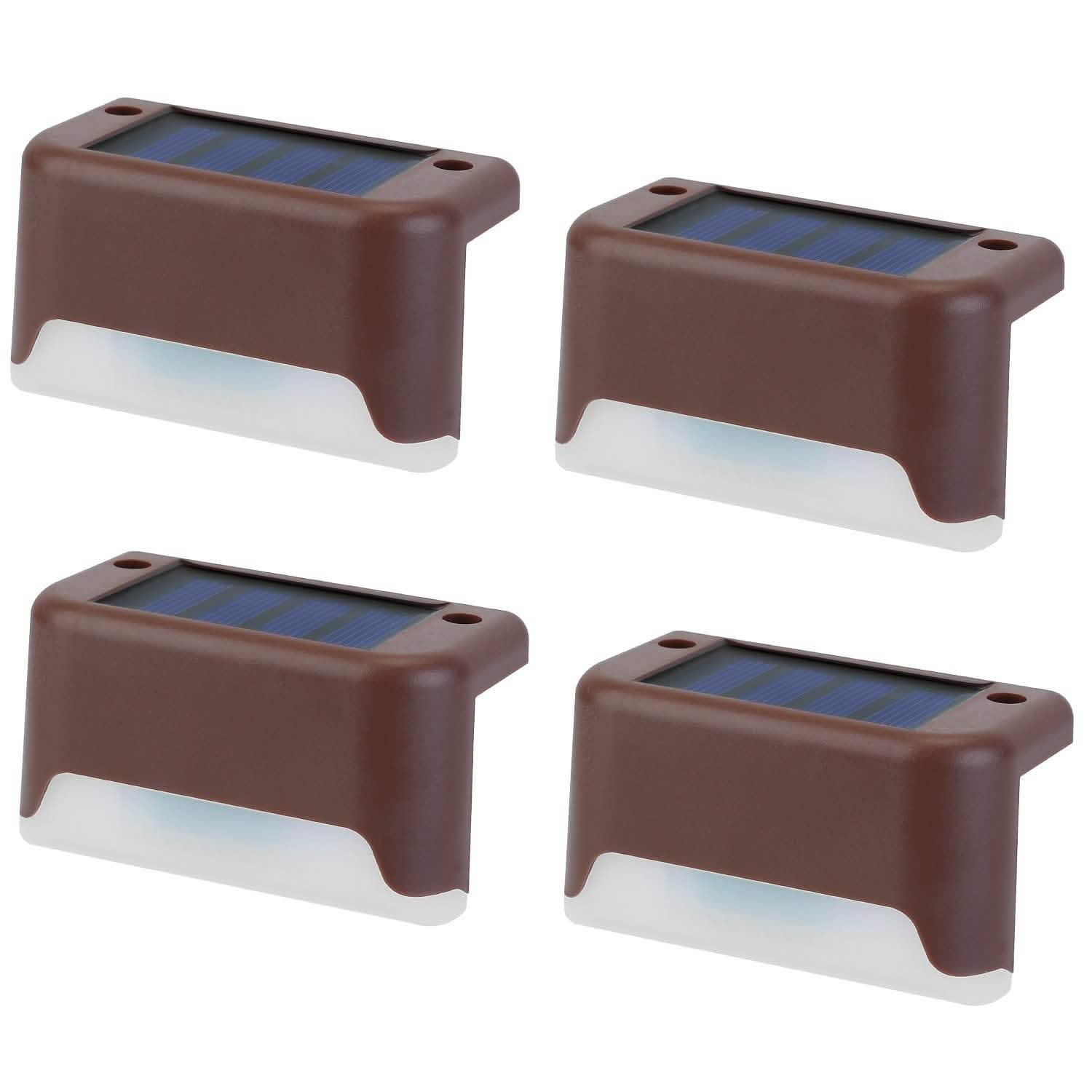 4-Piece: Solar Powered LED Step Lights Outdoor Lighting - Tophatter Daily Deals