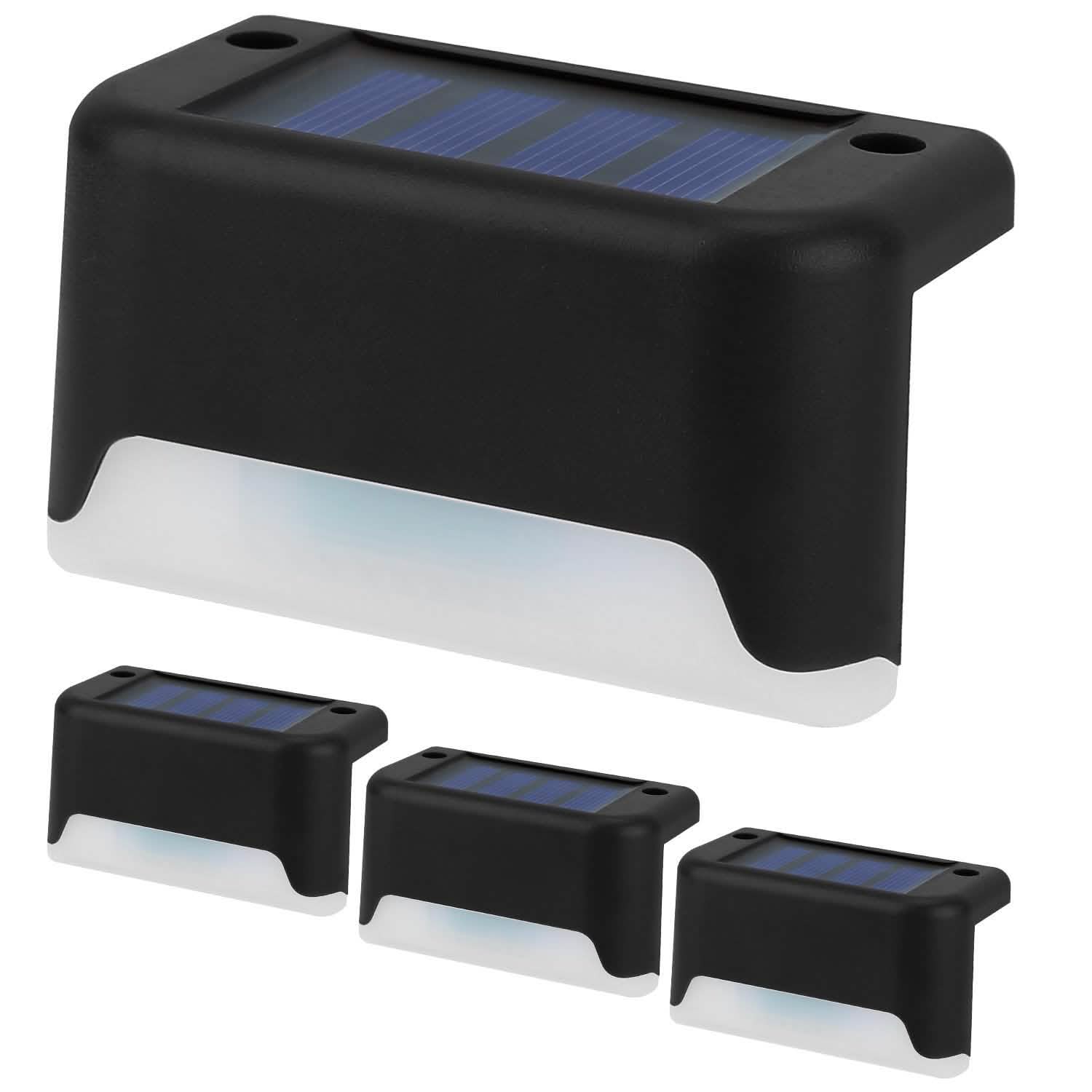 4-Piece: Solar Powered LED Step Lights Outdoor Lighting - Tophatter Daily Deals