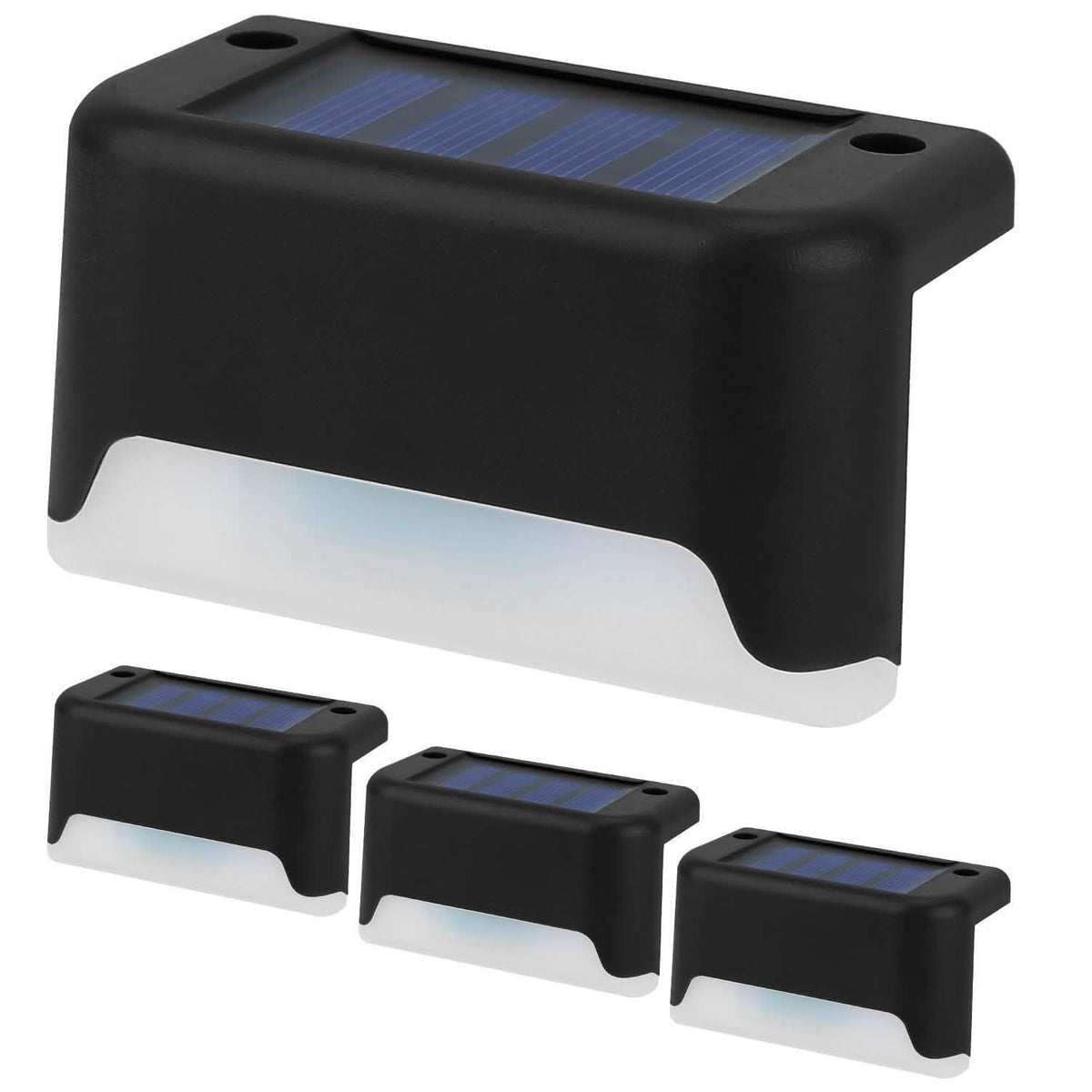 4-Piece: Solar Powered LED Step Lights Solar Outdoor Lights - Tophatter Daily Deals