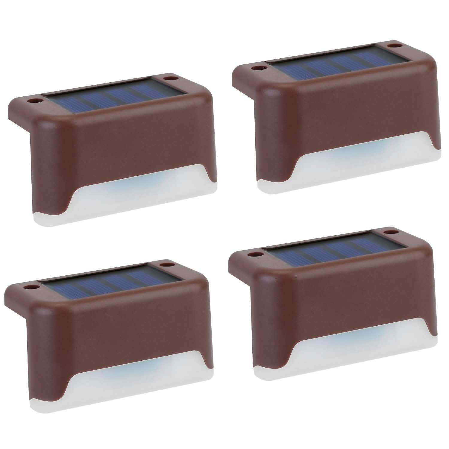 4-Piece: Solar Powered LED Step Lights Outdoor Lighting - Tophatter Daily Deals