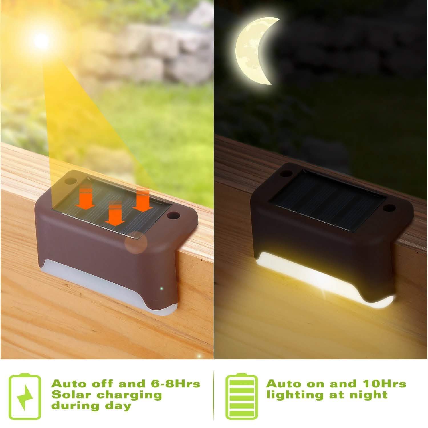 4-Piece: Solar Powered LED Step Lights Outdoor Lighting - Tophatter Daily Deals