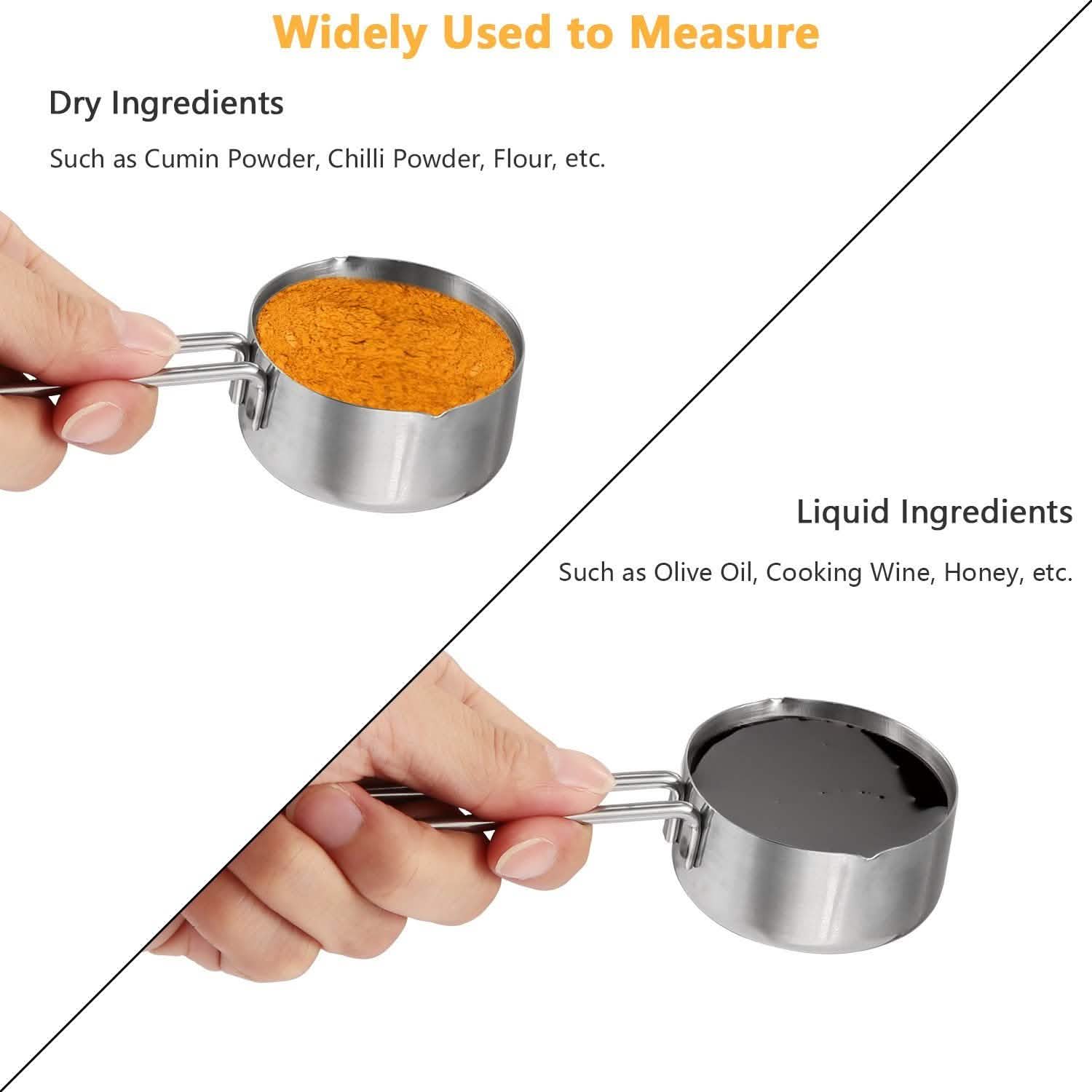 4-Piece: Stainless Steel Measuring Cups Stackable Kitchen Spoons Set Kitchen Tools & Gadgets - Tophatter Daily Deals