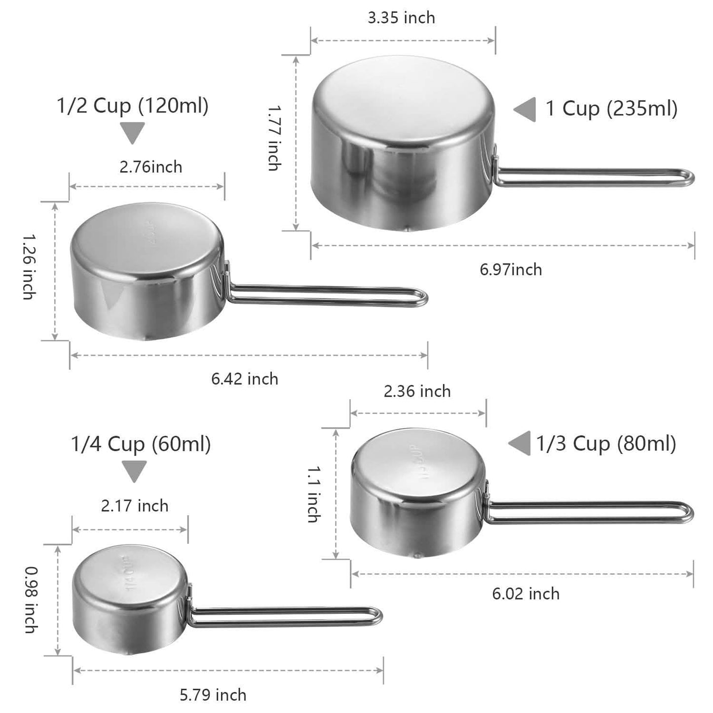4-Piece: Stainless Steel Measuring Cups Stackable Kitchen Spoons Set Kitchen Tools & Gadgets - Tophatter Daily Deals