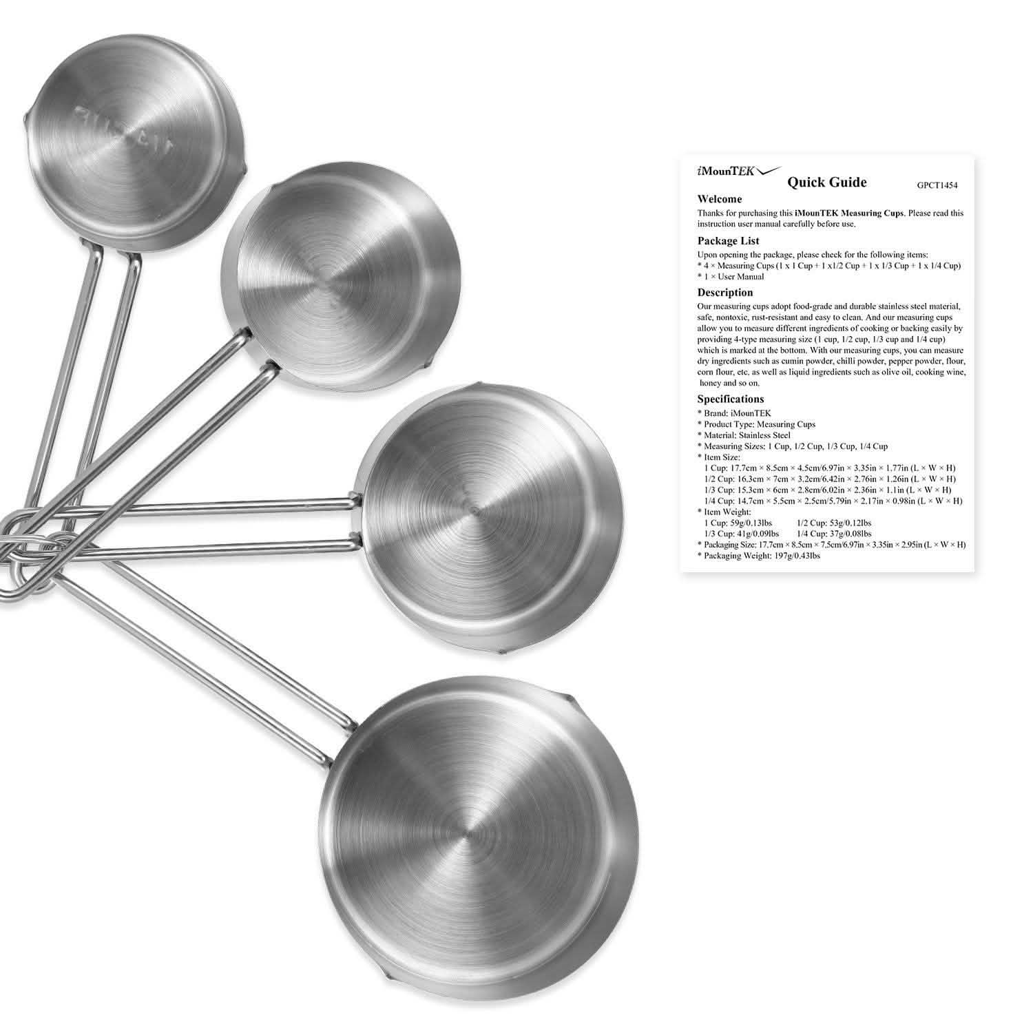 4-Piece: Stainless Steel Measuring Cups Stackable Kitchen Spoons Set Kitchen Tools & Gadgets - Tophatter Daily Deals