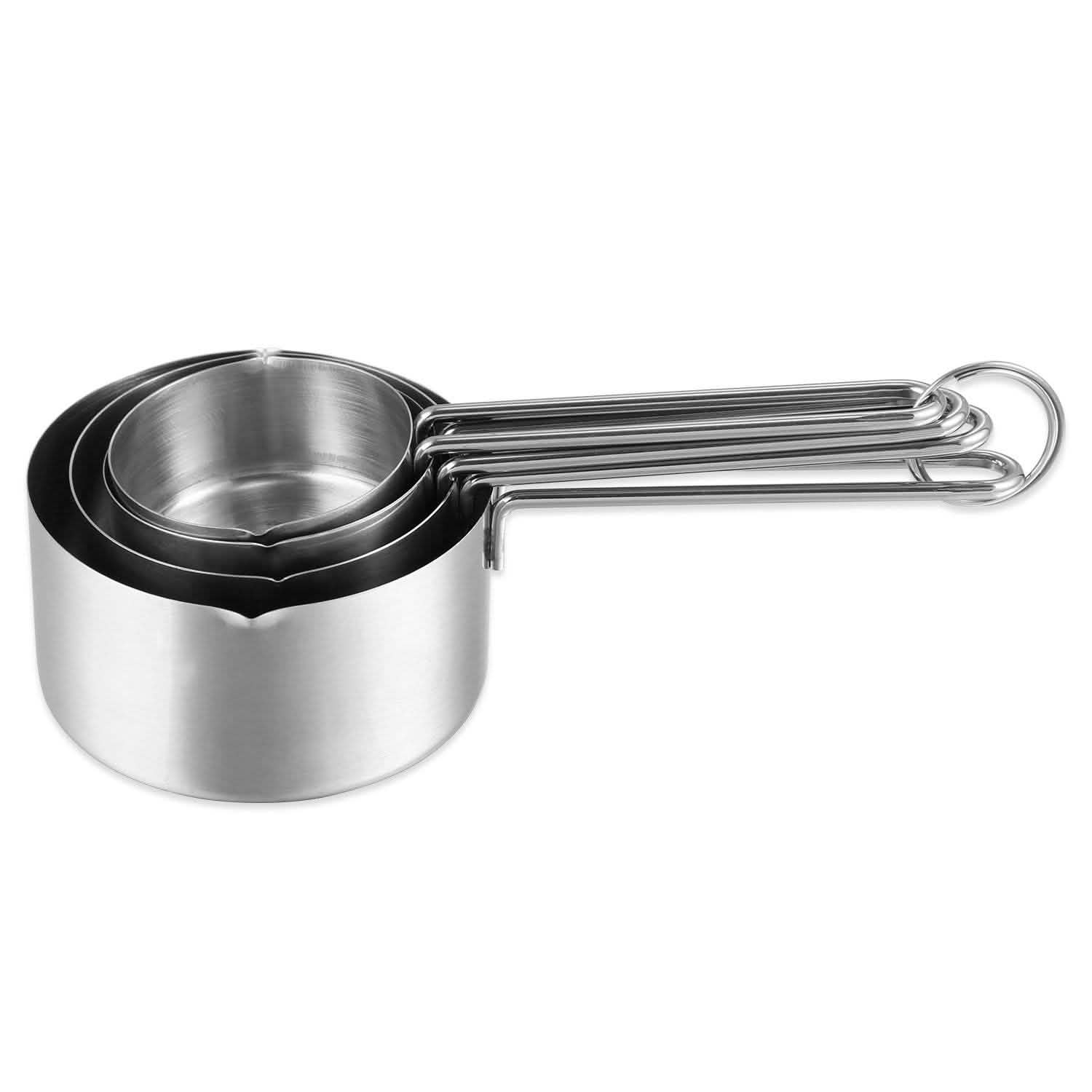 4-Piece: Stainless Steel Measuring Cups Stackable Kitchen Spoons Set Kitchen Tools & Gadgets - Tophatter Daily Deals