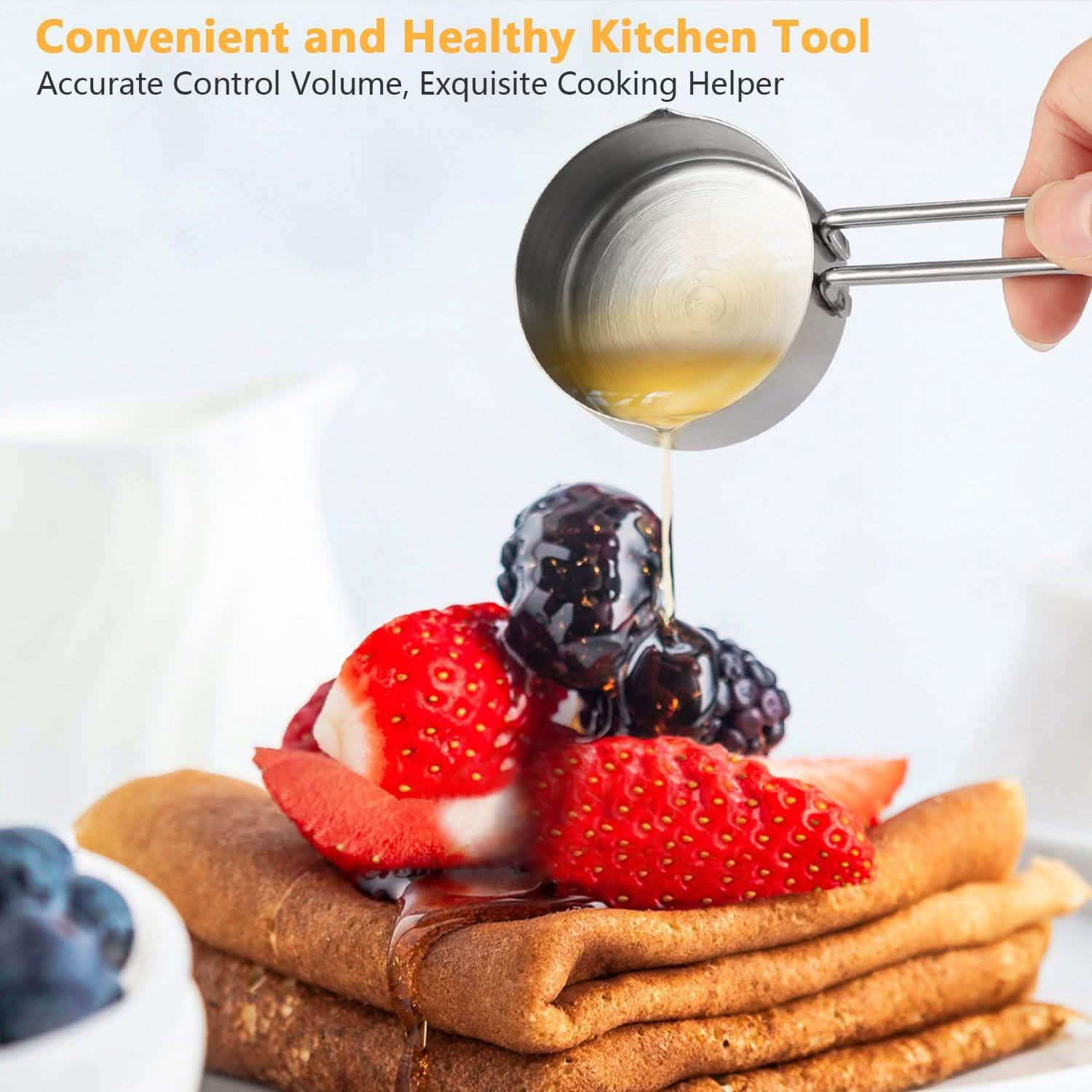 4-Piece: Stainless Steel Measuring Cups Stackable Kitchen Spoons Set Kitchen Tools & Gadgets - Tophatter Daily Deals