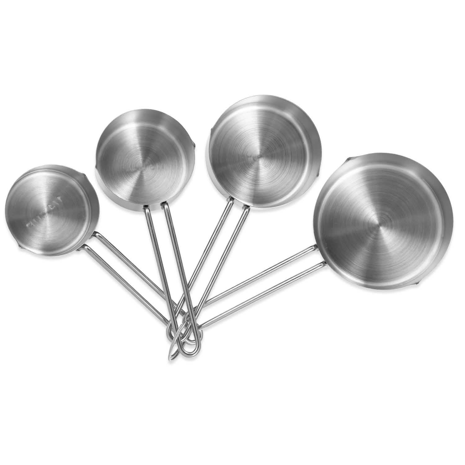 4-Piece: Stainless Steel Measuring Cups Stackable Kitchen Spoons Set Kitchen Tools & Gadgets - Tophatter Daily Deals