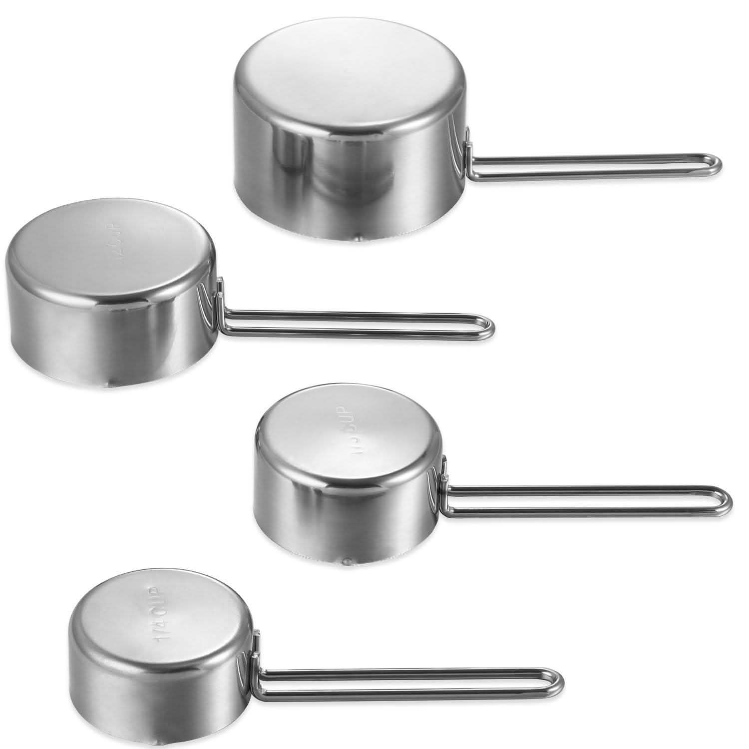4-Piece: Stainless Steel Measuring Cups Stackable Kitchen Spoons Set Kitchen Tools & Gadgets - Tophatter Daily Deals