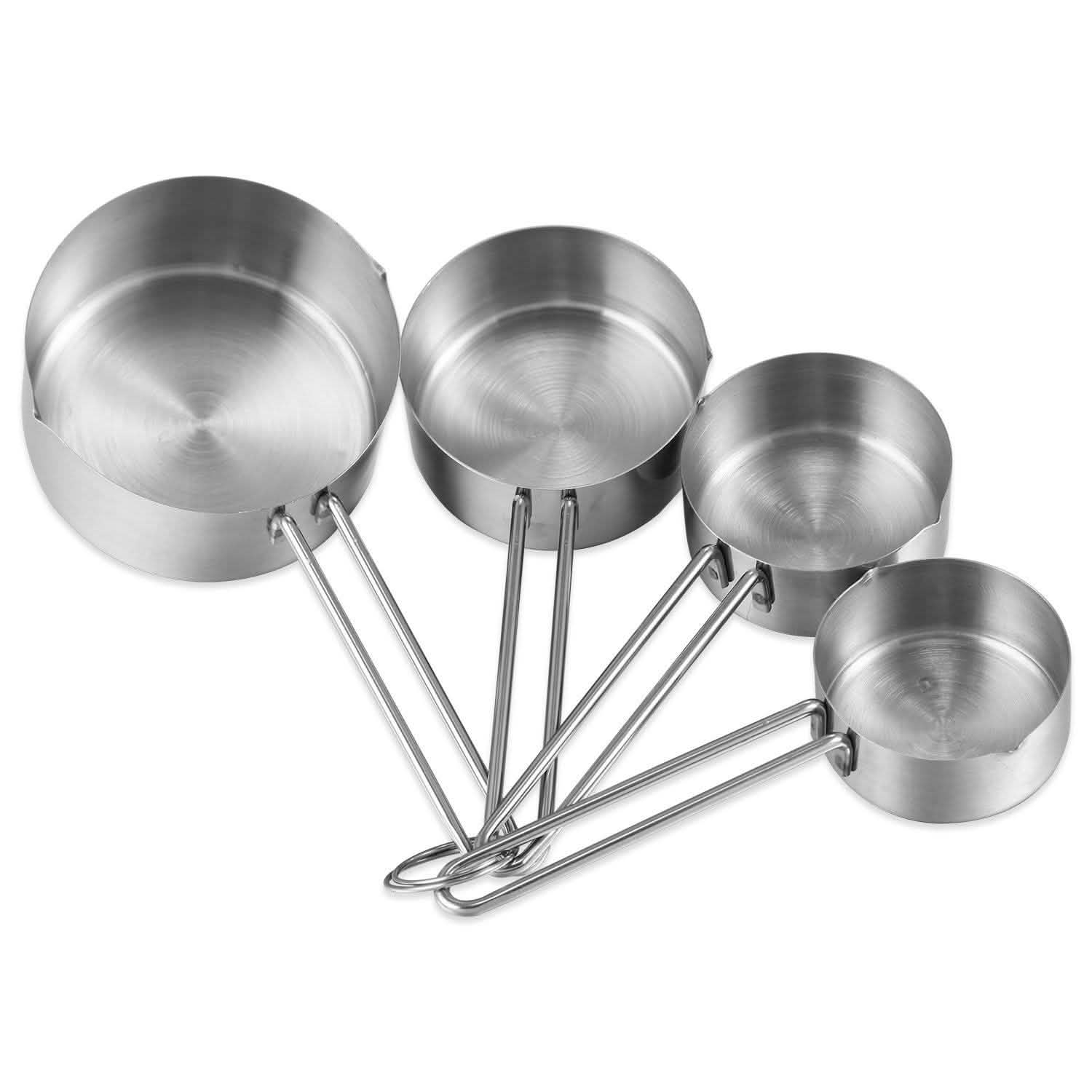 4-Piece: Stainless Steel Measuring Cups Stackable Kitchen Spoons Set Kitchen Tools & Gadgets - Tophatter Daily Deals