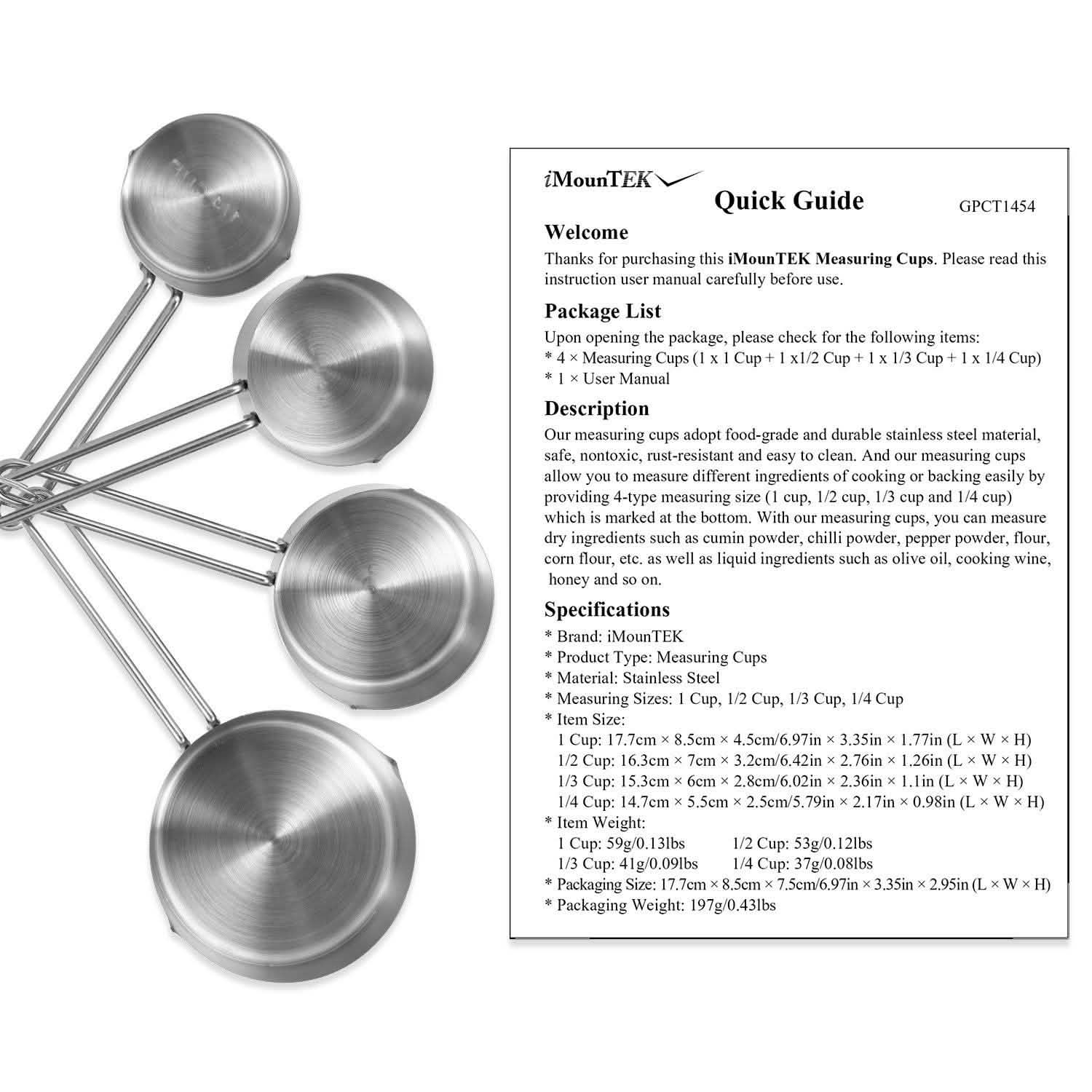 4-Piece: Stainless Steel Measuring Cups Stackable Kitchen Spoons Set Kitchen Tools & Gadgets - Tophatter Daily Deals