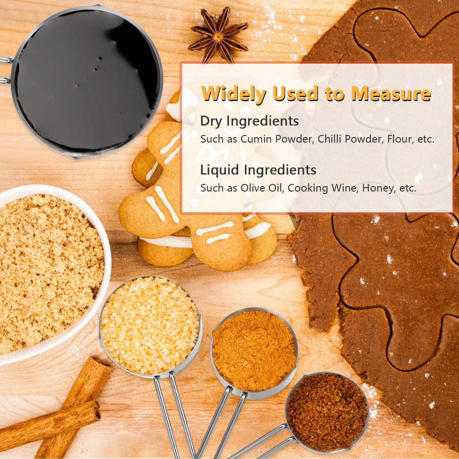 4-Piece: Stainless Steel Measuring Cups Stackable Kitchen Spoons Set Kitchen Tools & Gadgets - Tophatter Daily Deals