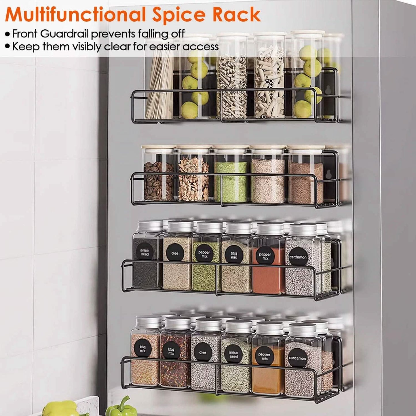 4-Piece: Strong Magnetic Spice Rack Organizer Kitchen Storage - Tophatter Daily Deals