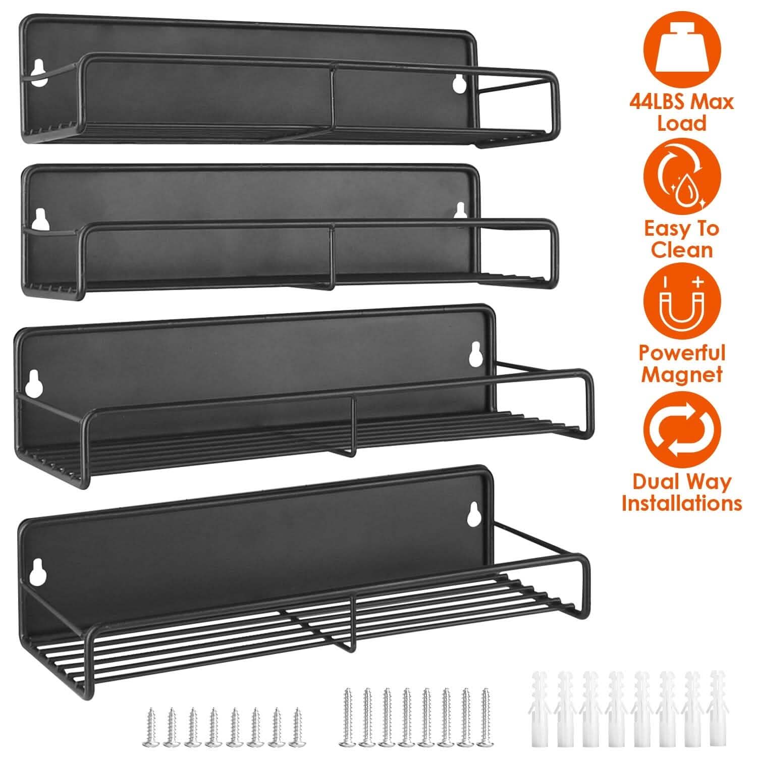 4-Piece: Strong Magnetic Spice Rack Organizer Kitchen Storage - Tophatter Daily Deals