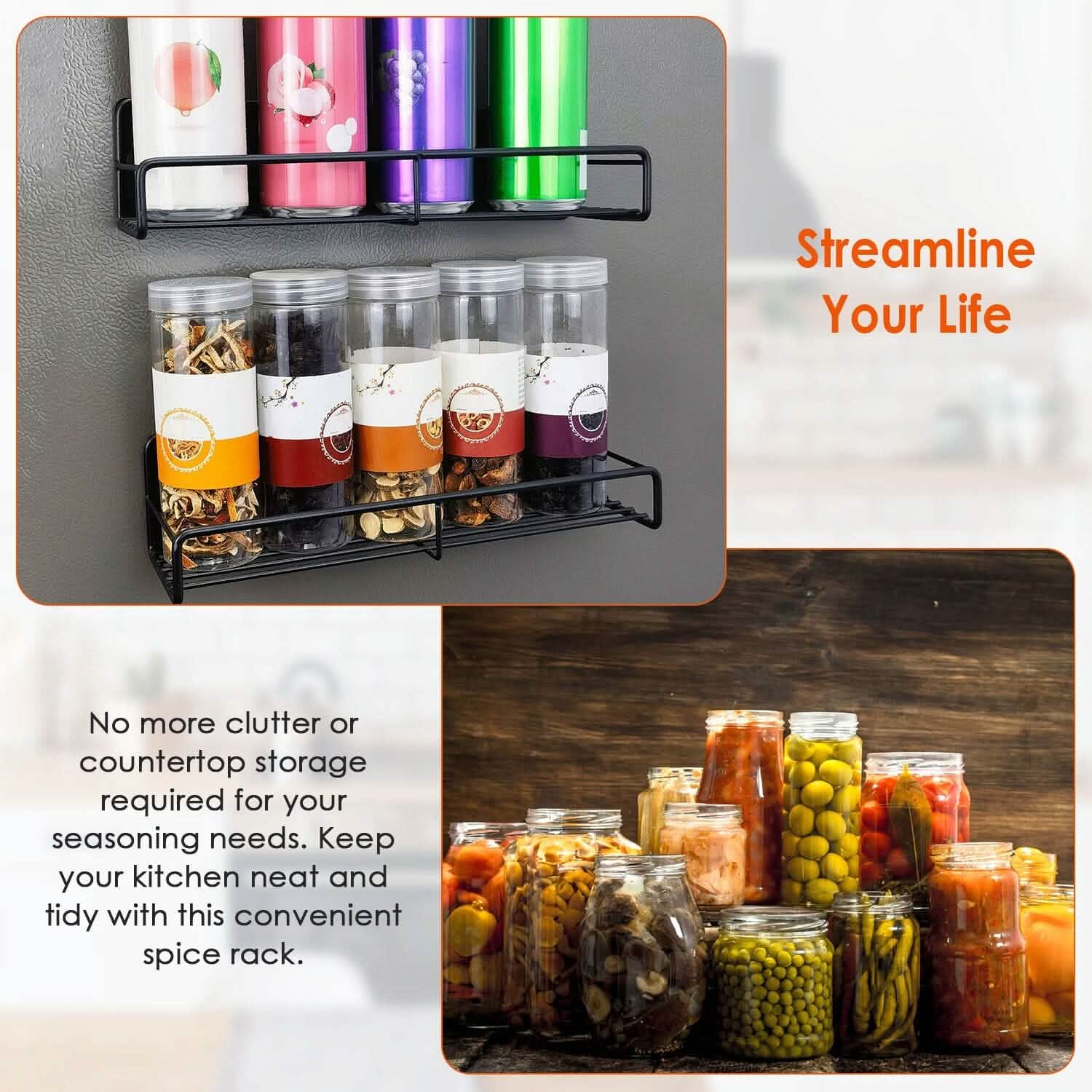 4-Piece: Strong Magnetic Spice Rack Organizer Kitchen Storage - Tophatter Daily Deals