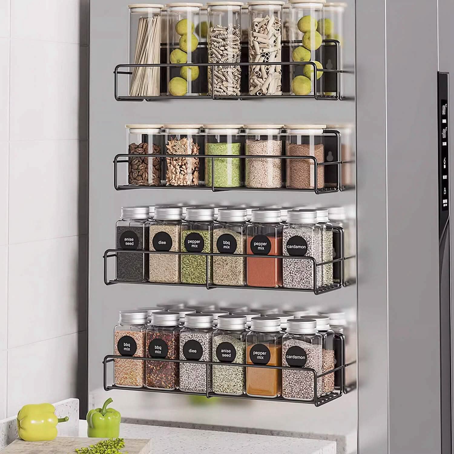 4-Piece: Strong Magnetic Spice Rack Organizer Kitchen Storage - Tophatter Daily Deals