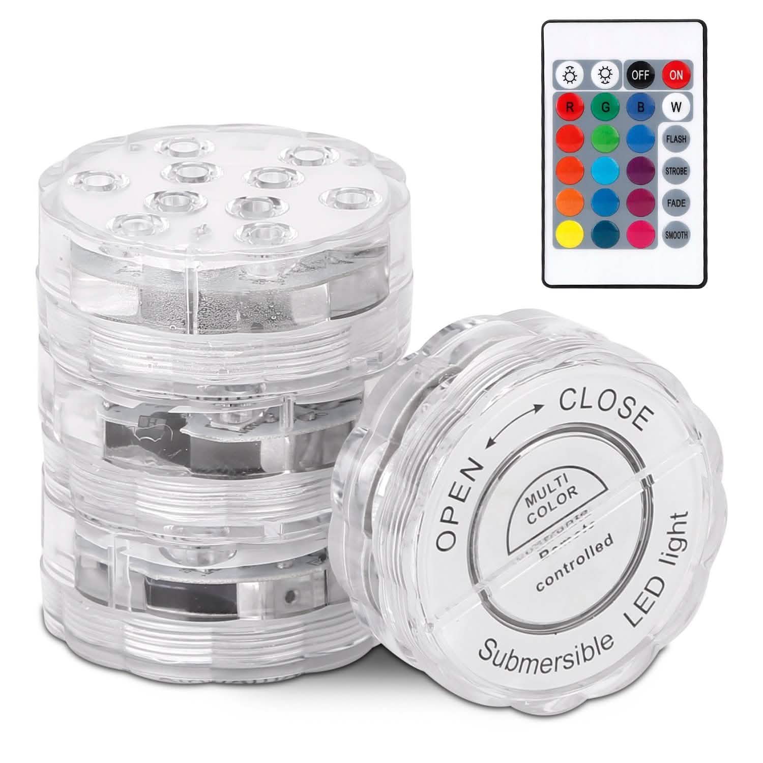 4-Piece: Submersible RGB LED Lights Indoor Lighting - Tophatter Daily Deals