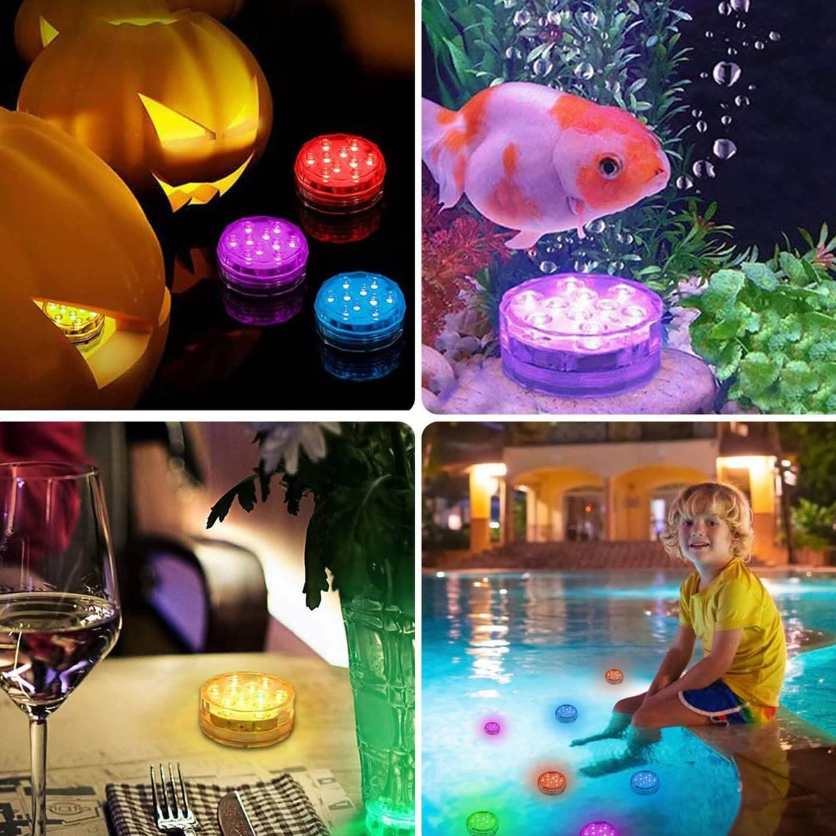 4-Piece: Submersible RGB LED Lights Indoor Lighting - Tophatter Daily Deals