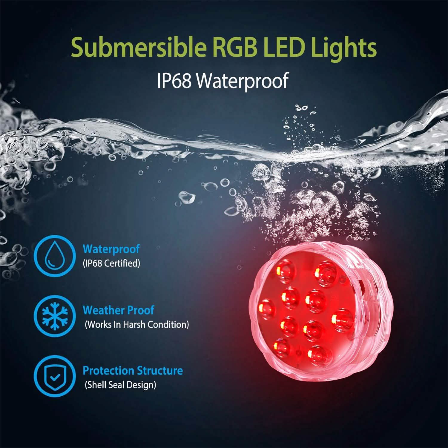 4-Piece: Submersible RGB LED Lights Indoor Lighting - Tophatter Daily Deals