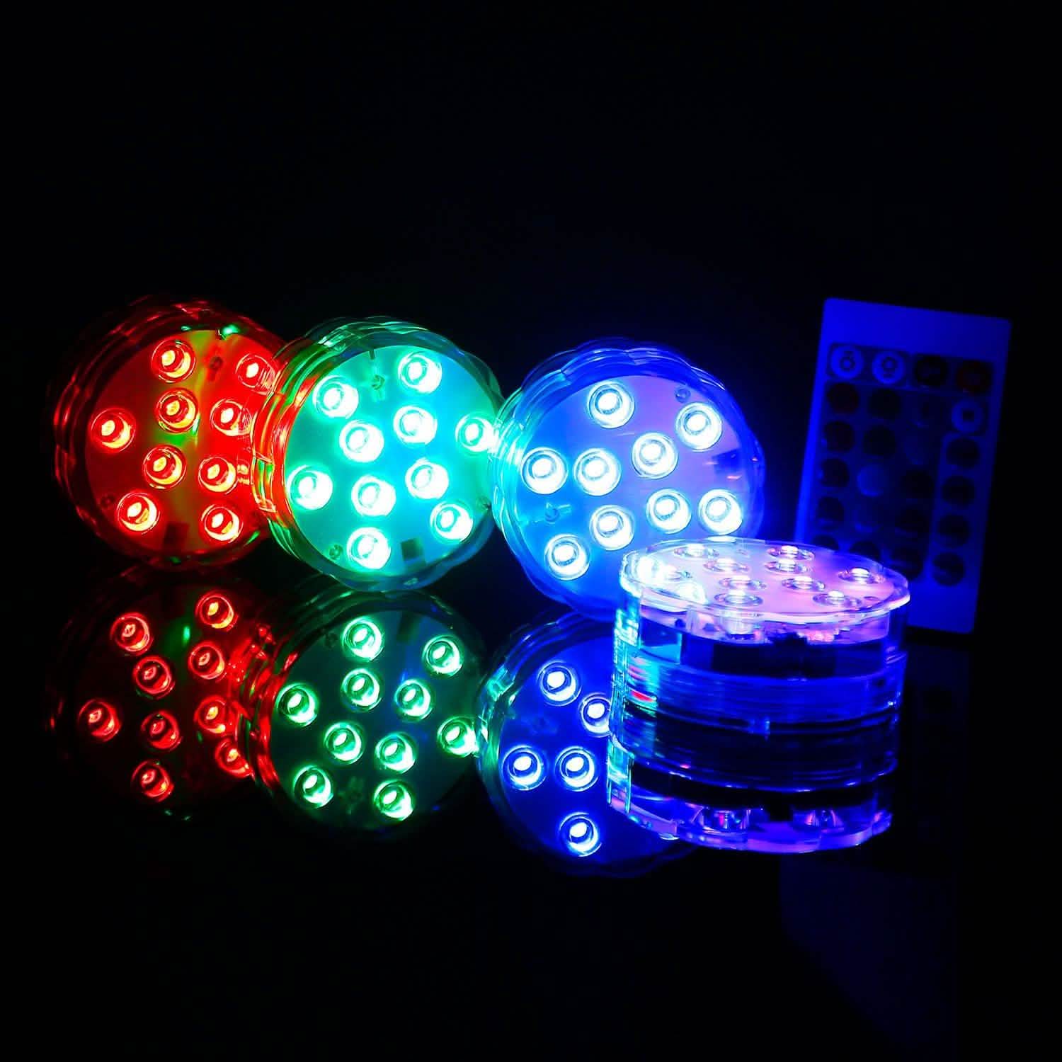 4-Piece: Submersible RGB LED Lights Indoor Lighting - Tophatter Daily Deals