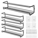 4-Piece: Wall Mount Spice Racks Kitchen Storage - Tophatter Daily Deals