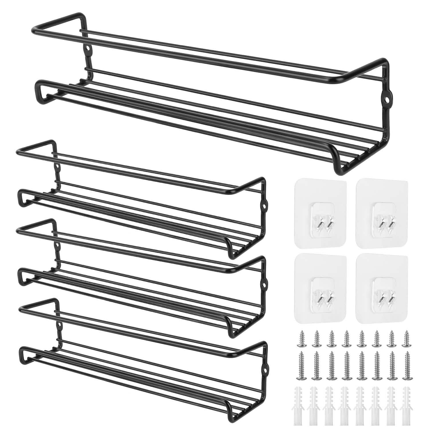 4-Piece: Wall Mount Spice Racks Kitchen Storage - Tophatter Daily Deals