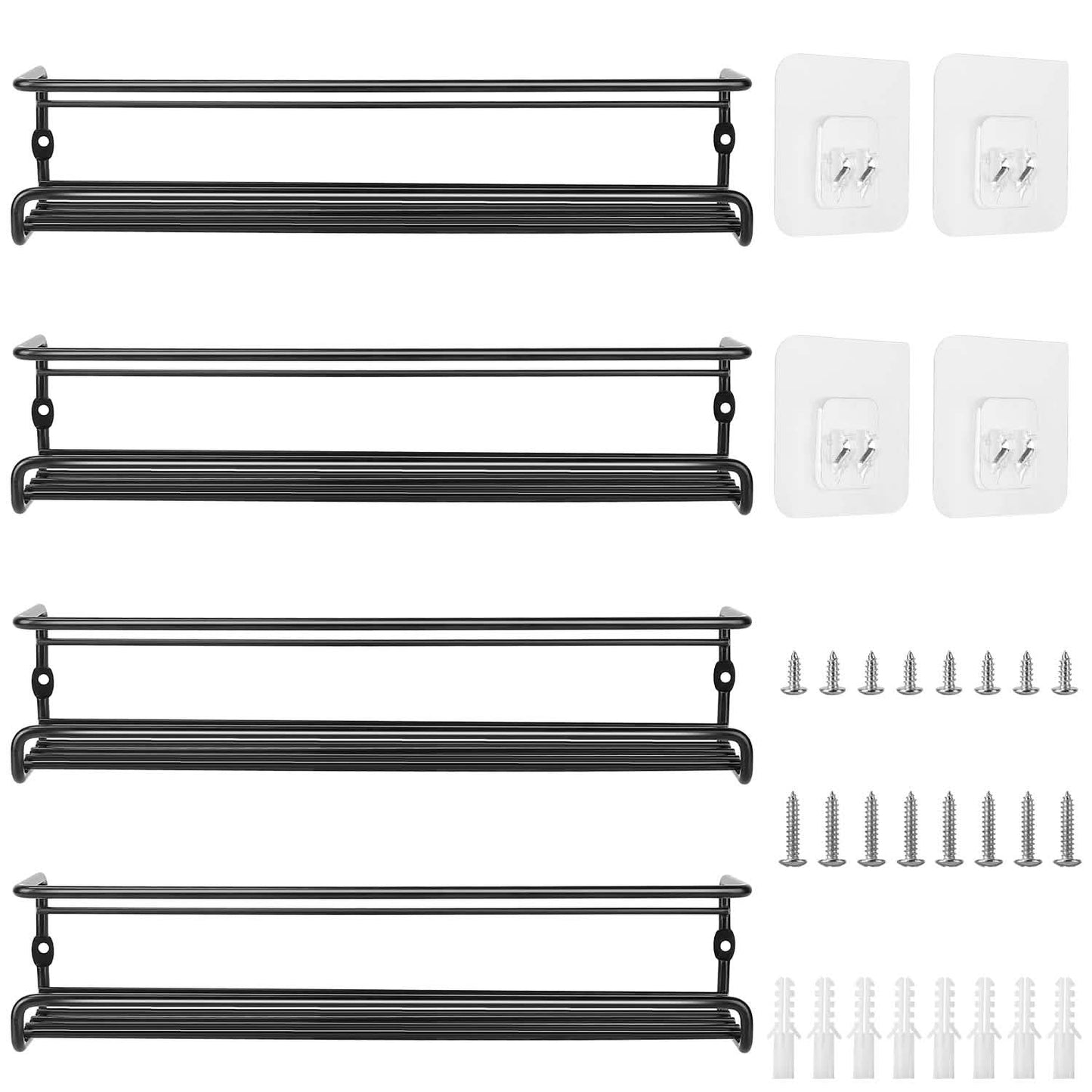 4-Piece: Wall Mount Spice Racks Kitchen Storage - Tophatter Daily Deals