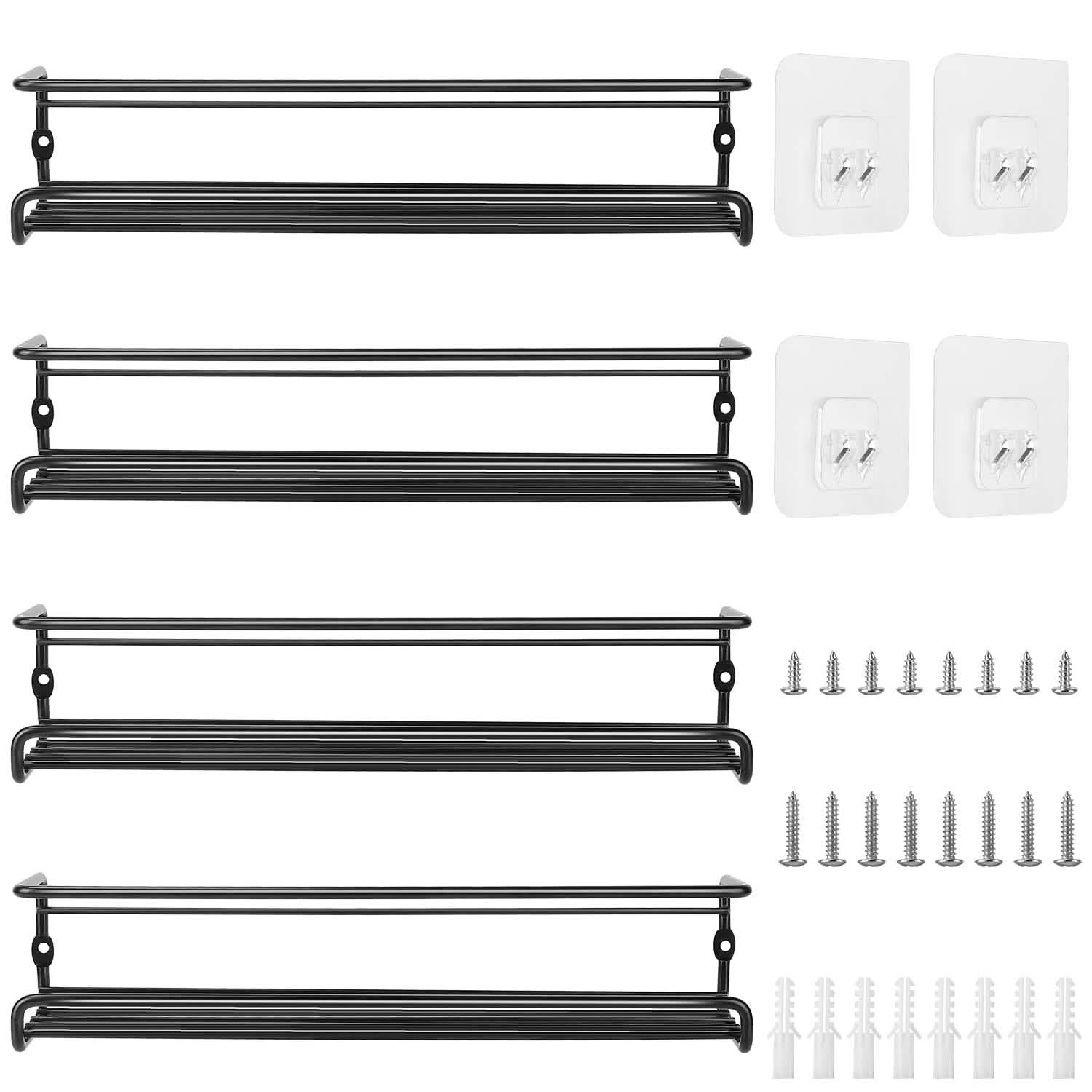 4-Piece: Wall Mount Spice Racks Kitchen Storage - Tophatter Daily Deals