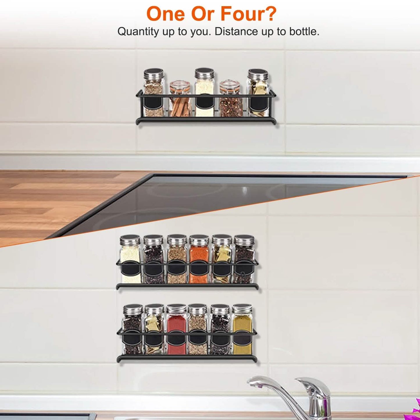 4-Piece: Wall Mount Spice Racks Kitchen Storage - Tophatter Daily Deals