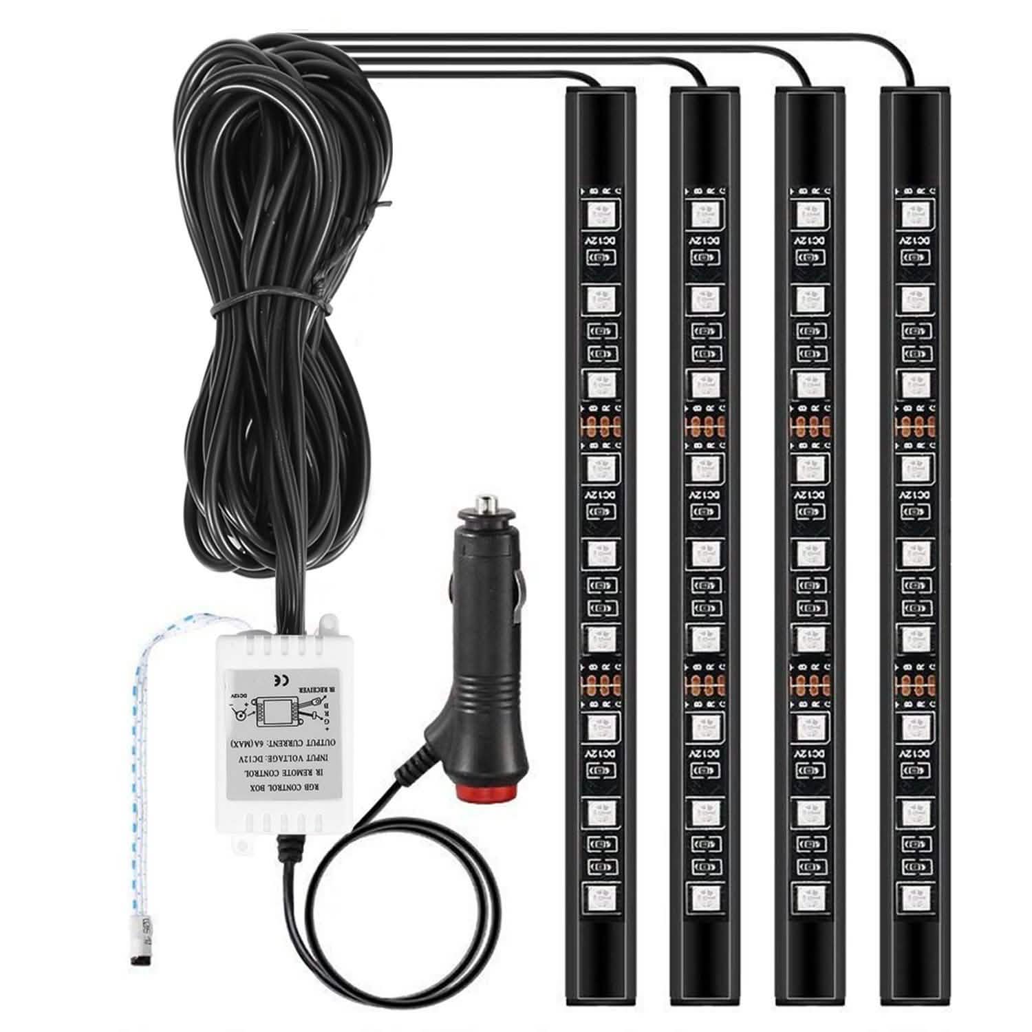 4-Pieces: 36 LEDs 12V Car Atmosphere Light Strip Automotive - Tophatter Daily Deals