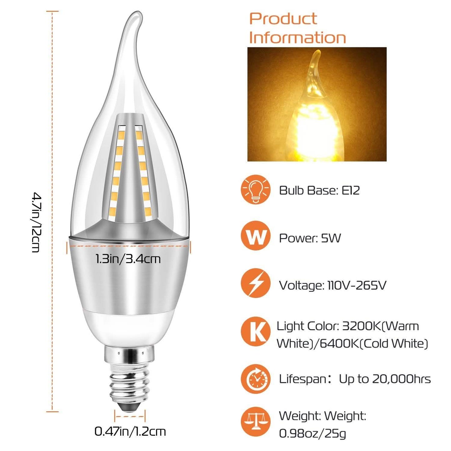 4-Pieces: 5W E12 Candelaria Bulbs Indoor Lighting - Tophatter Daily Deals