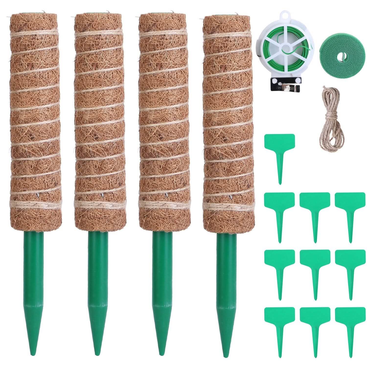 4-Pieces: Coco Coir Extendable Moss Pole for Climbing Plants 32cm Garden & Patio - Tophatter Daily Deals