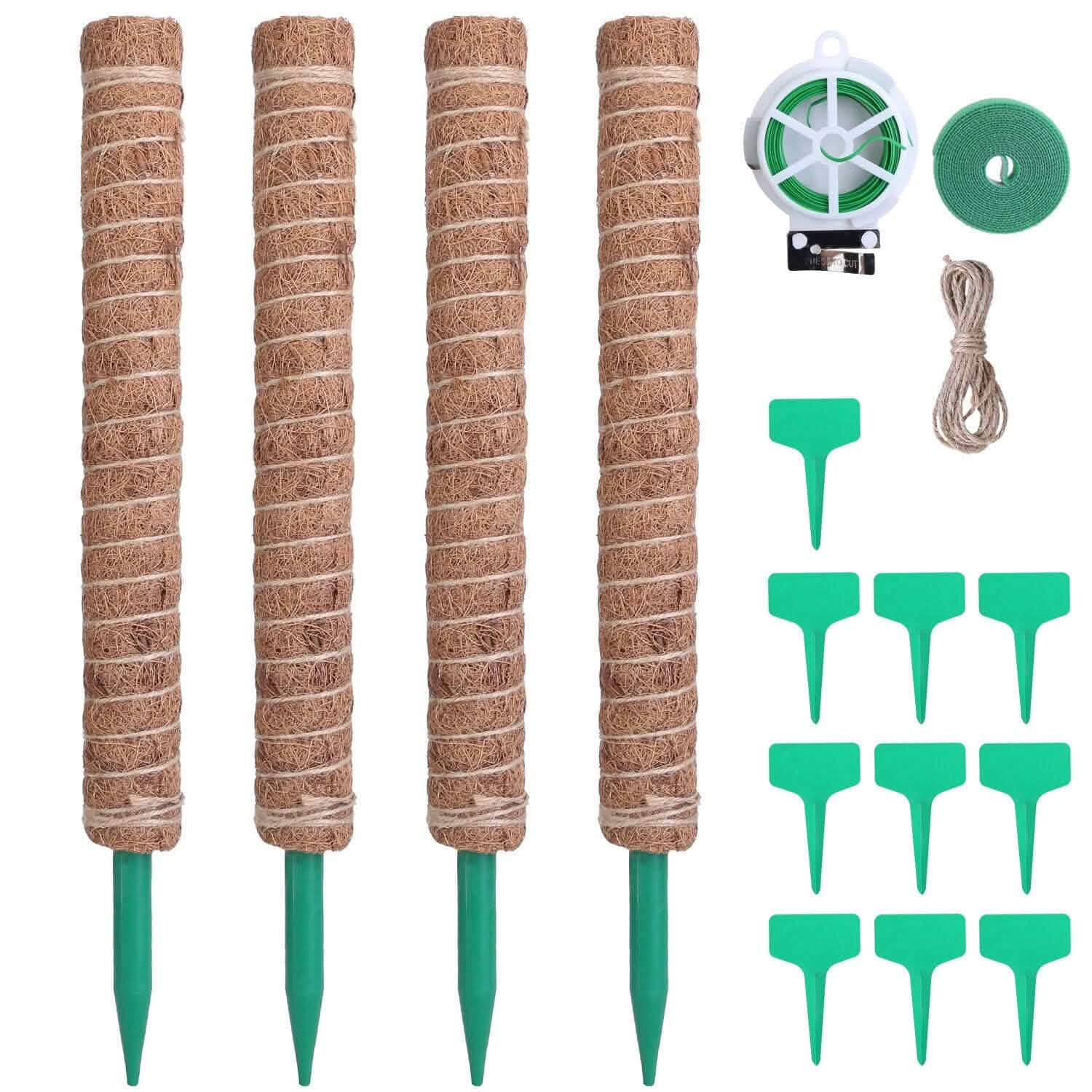 4-Pieces: Coco Coir Extendable Moss Pole for Climbing Plants 42cm Garden & Patio - Tophatter Daily Deals