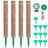 4-Pieces: Coco Coir Extendable Moss Pole for Climbing Plants 42cm Garden & Patio - Tophatter Daily Deals