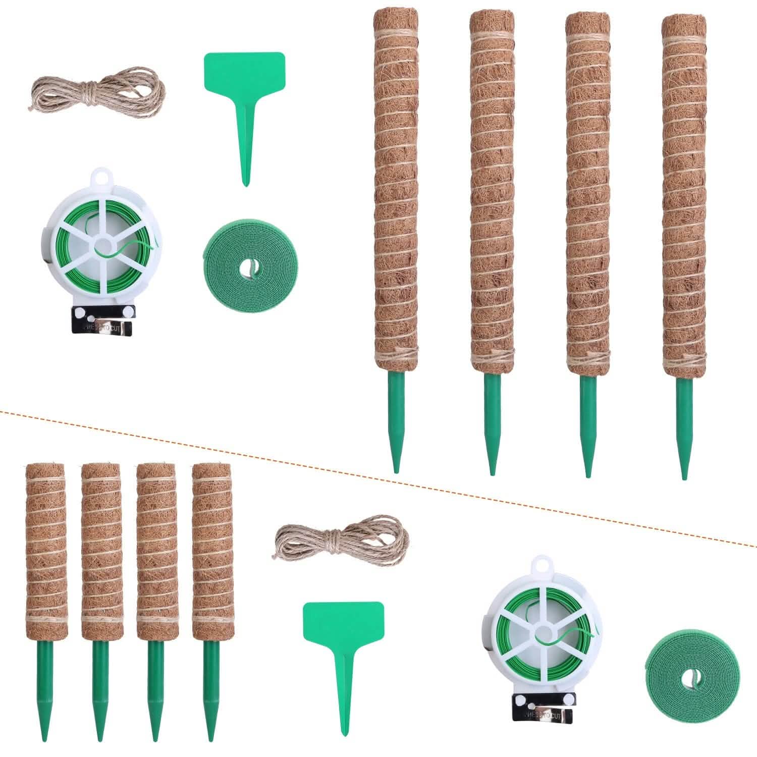 4-Pieces: Coco Coir Extendable Moss Pole for Climbing Plants Garden & Patio - Tophatter Daily Deals