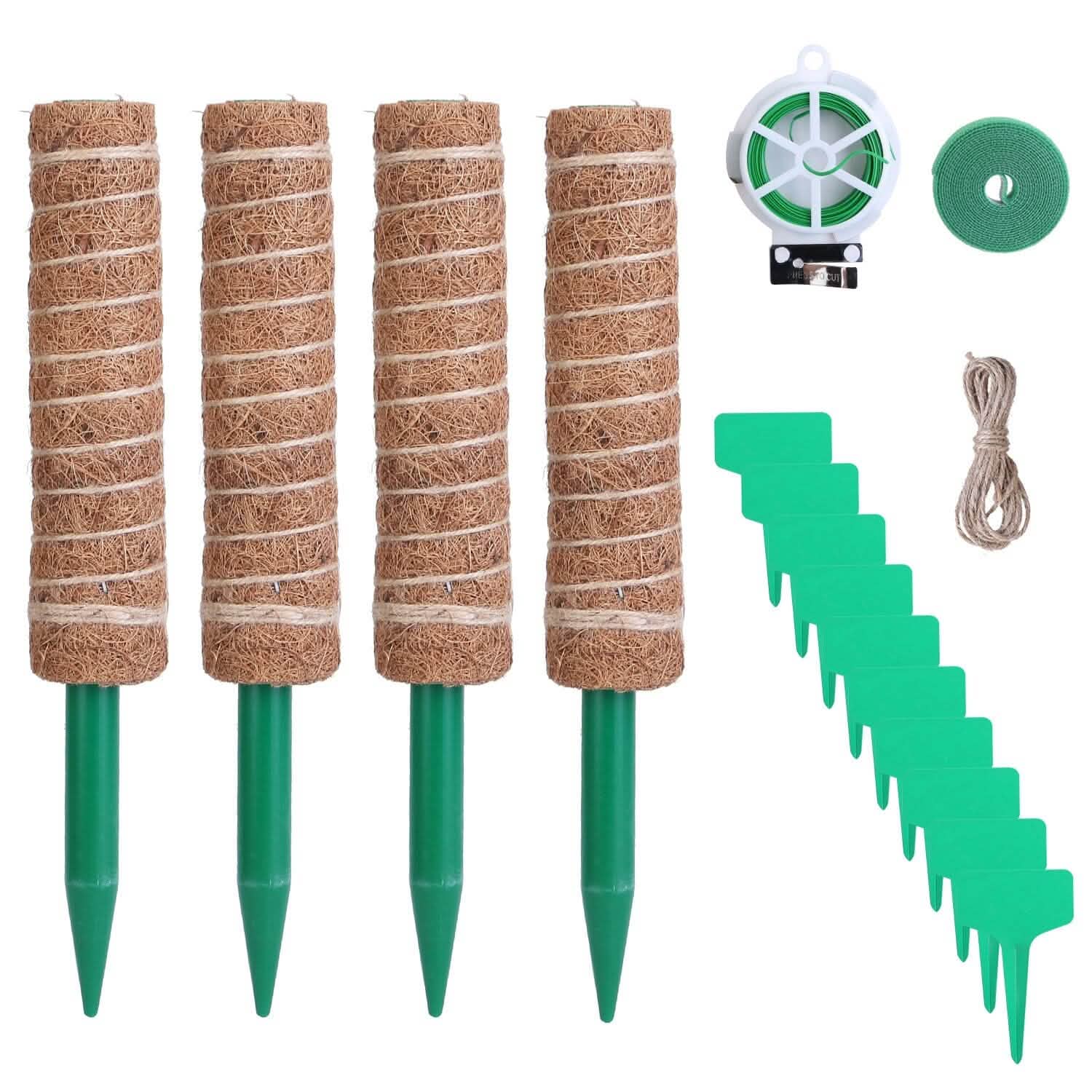4-Pieces: Coco Coir Extendable Moss Pole for Climbing Plants Garden & Patio - Tophatter Daily Deals