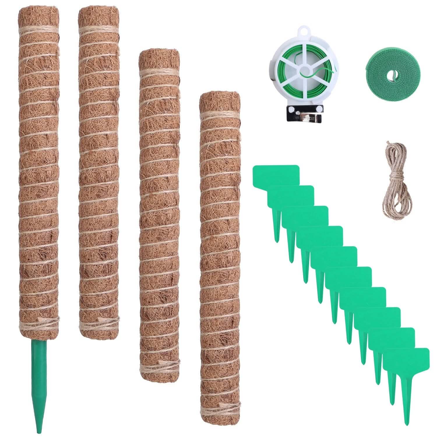 4-Pieces: Coco Coir Extendable Moss Pole for Climbing Plants Garden & Patio - Tophatter Daily Deals