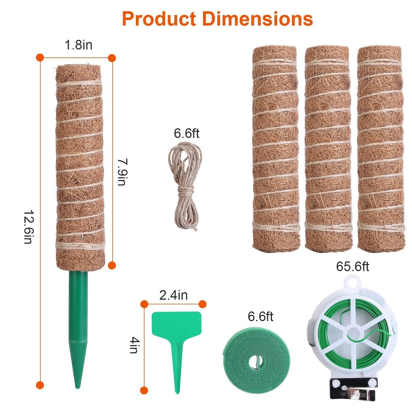 4-Pieces: Coco Coir Extendable Moss Pole for Climbing Plants Garden & Patio - Tophatter Daily Deals