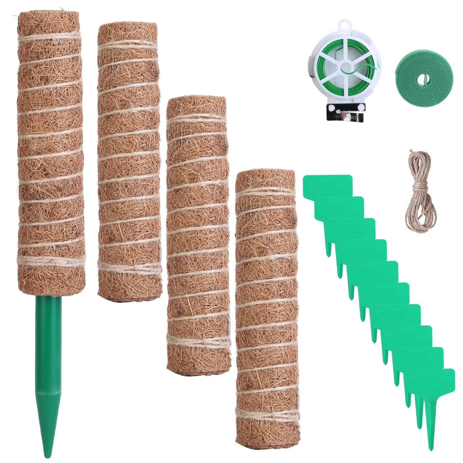 4-Pieces: Coco Coir Extendable Moss Pole for Climbing Plants Garden & Patio - Tophatter Daily Deals