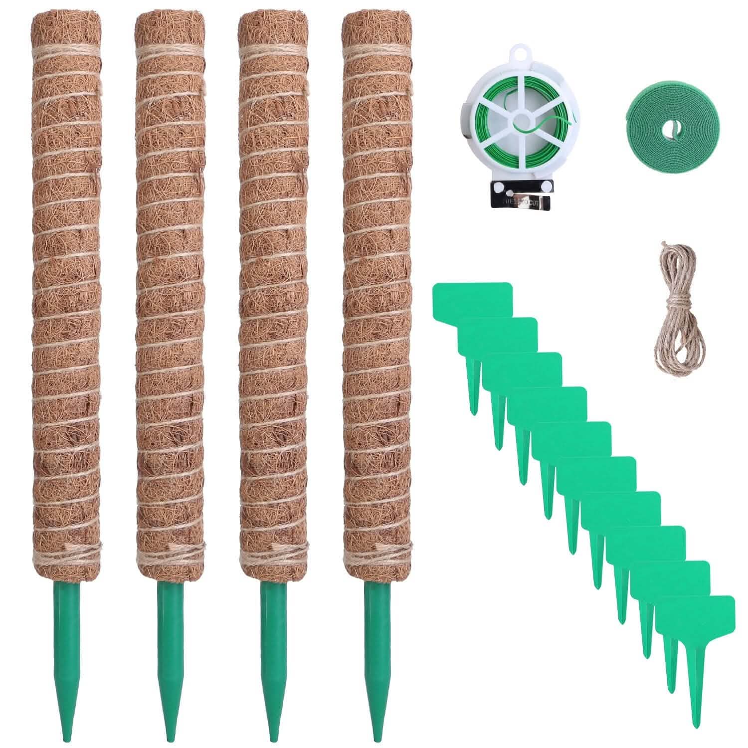 4-Pieces: Coco Coir Extendable Moss Pole for Climbing Plants Garden & Patio - Tophatter Daily Deals
