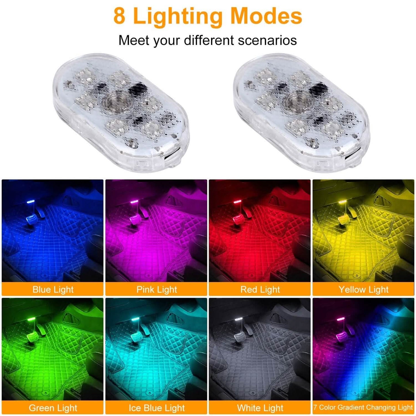 4-Pieces: Cordless Car Interior Light USB Rechargeable Automotive - Tophatter Daily Deals