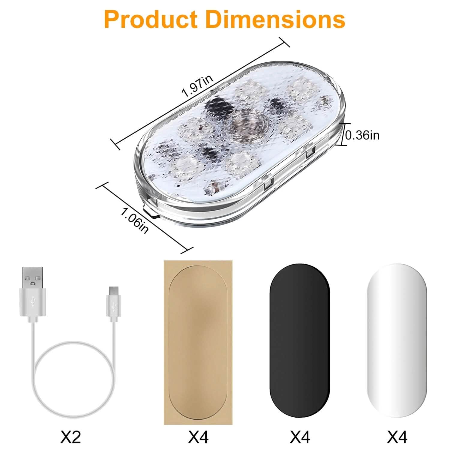 4-Pieces: Cordless Car Interior Light USB Rechargeable Automotive - Tophatter Daily Deals