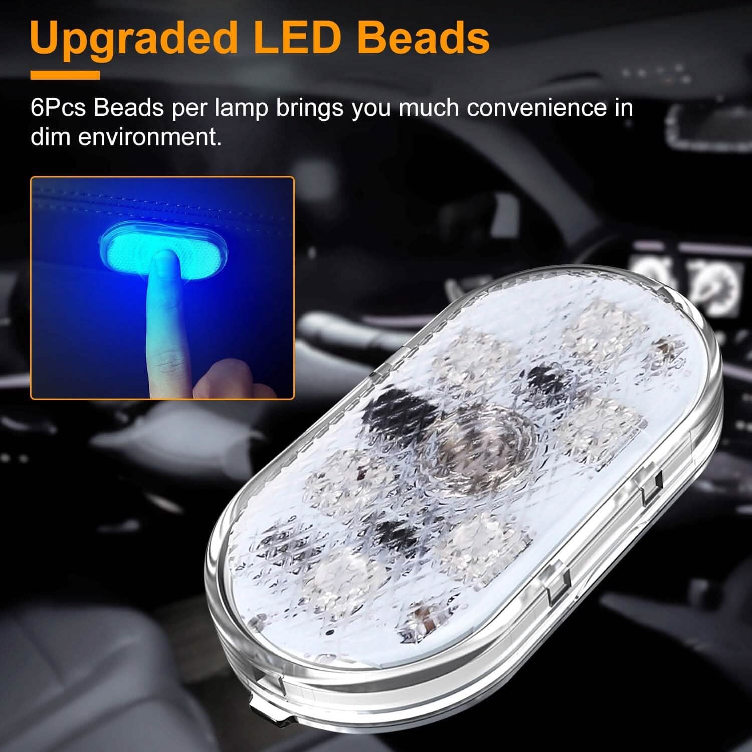 4-Pieces: Cordless Car Interior Light USB Rechargeable Automotive - Tophatter Daily Deals