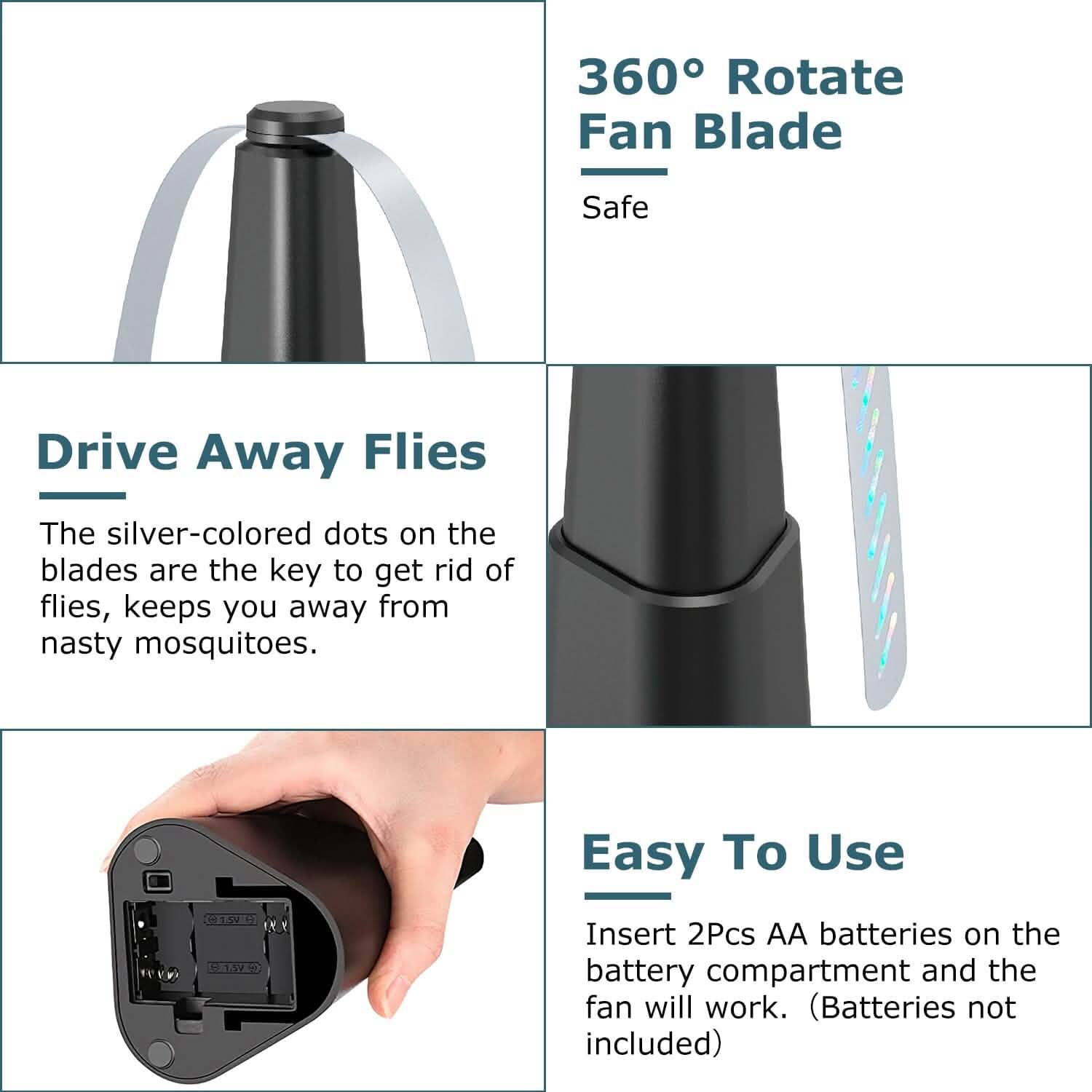4-Pieces: Fly Repellent Fan Table Top Battery Powered Bug Deterrent Pest Control - Tophatter Daily Deals