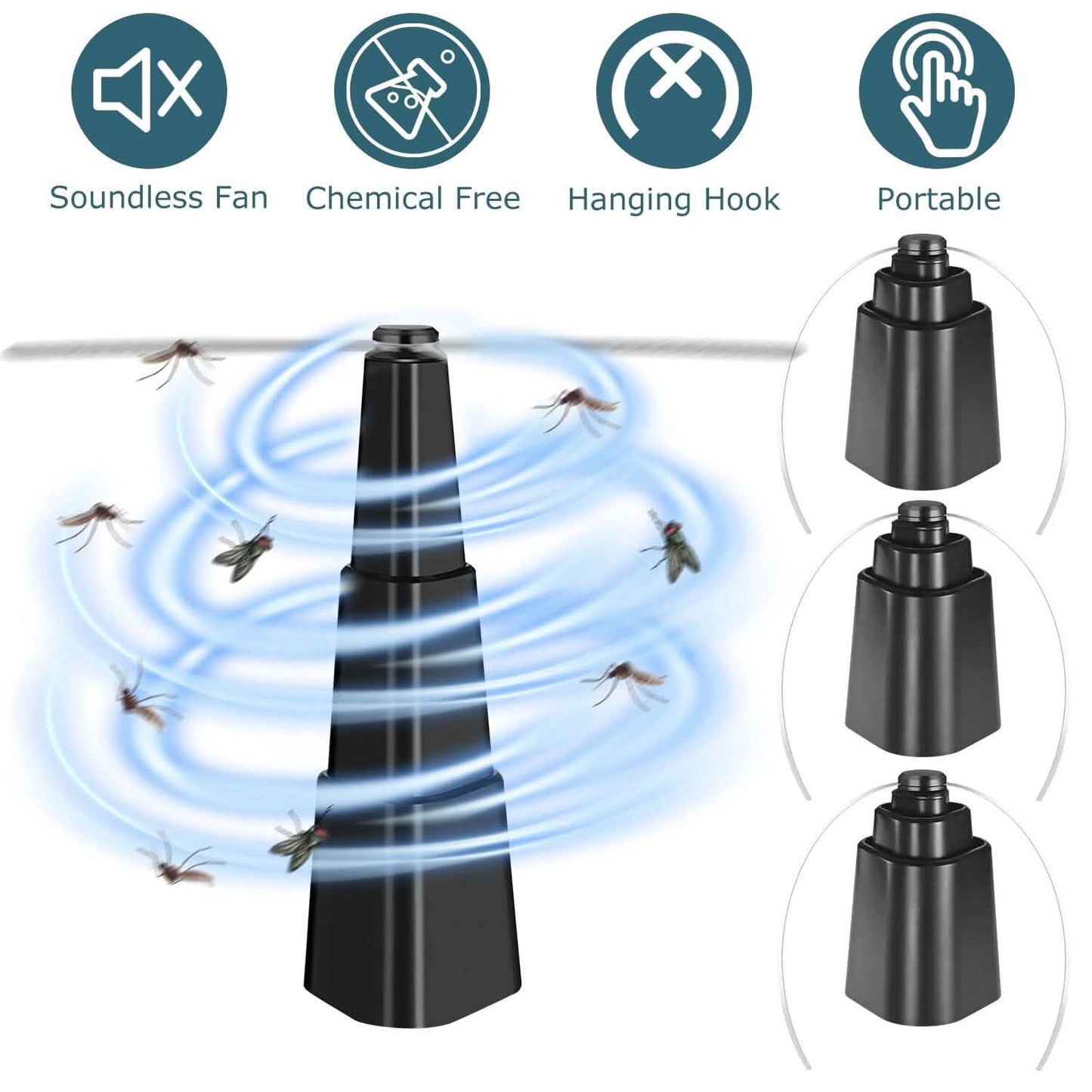 4-Pieces: Fly Repellent Fan Table Top Battery Powered Bug Deterrent Pest Control - Tophatter Daily Deals