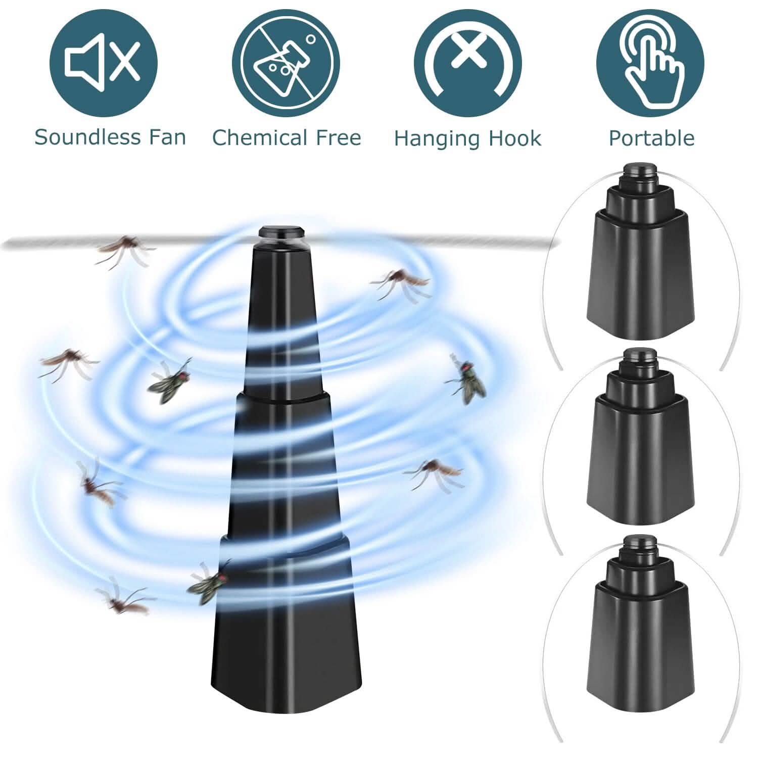 4-Pieces: Fly Repellent Fan Table Top Battery Powered Bug Deterrent Pest Control - Tophatter Daily Deals