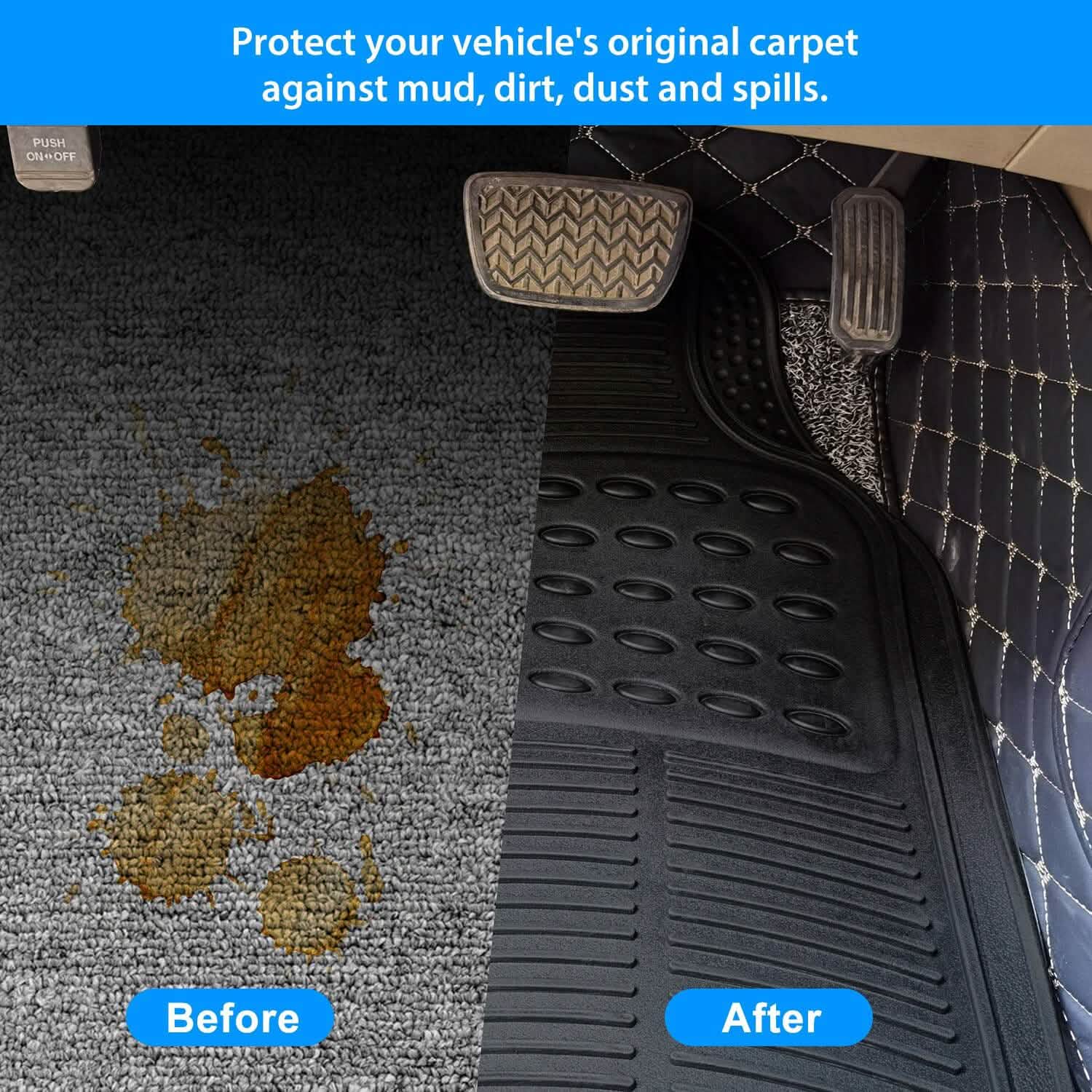 4-Pieces: Heavy Duty PVC Rubber Automotive Floor Mats with Trimmable Design Automotive - Tophatter Daily Deals