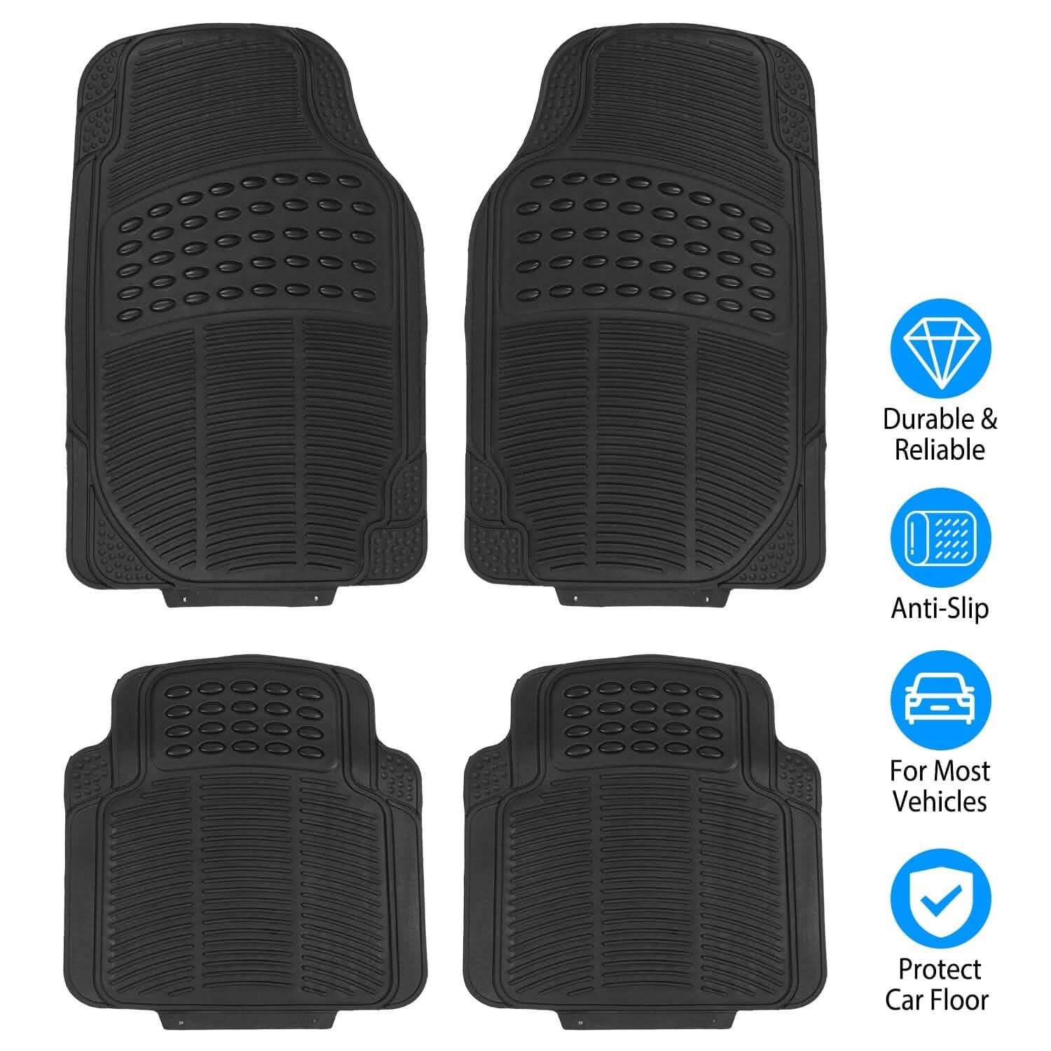 4-Pieces: Heavy Duty PVC Rubber Automotive Floor Mats with Trimmable Design Automotive - Tophatter Daily Deals