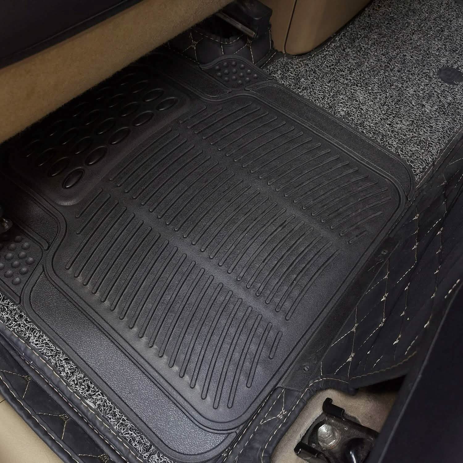 4-Pieces: Heavy Duty PVC Rubber Automotive Floor Mats with Trimmable Design Automotive - Tophatter Daily Deals